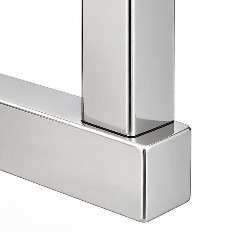 Rectangular Wall Plate Handrail Bracket — Reflective silver appearance concept