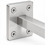 Rectangular Wall Plate Handrail Bracket — Reflective silver appearance concept