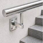 Rectangular Wall Plate Handrail Bracket — Reflective silver appearance concept