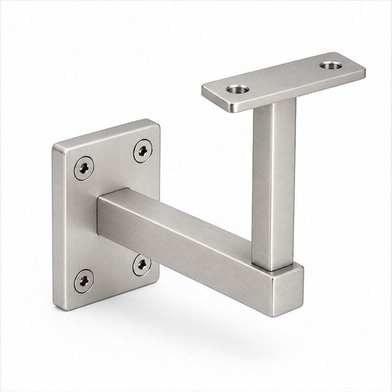 Rectangular Wall Plate Handrail Bracket — Satin silver appearance concept
