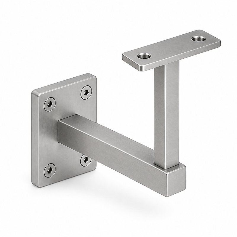 Rectangular Wall Plate Handrail Bracket — Satin silver appearance concept