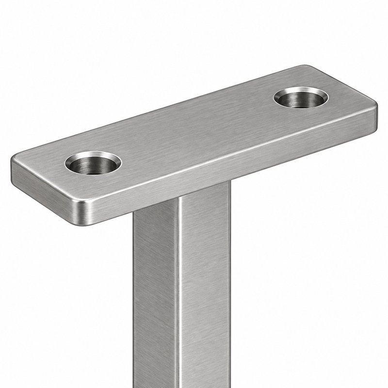 Rectangular Wall Plate Handrail Bracket — Satin silver appearance concept
