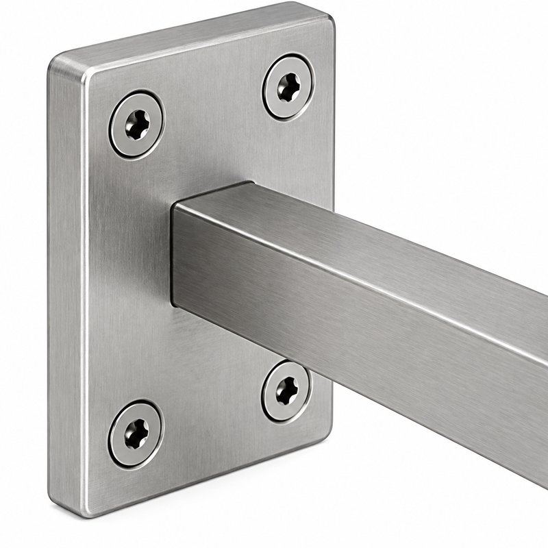 Rectangular Wall Plate Handrail Bracket — Satin silver appearance concept