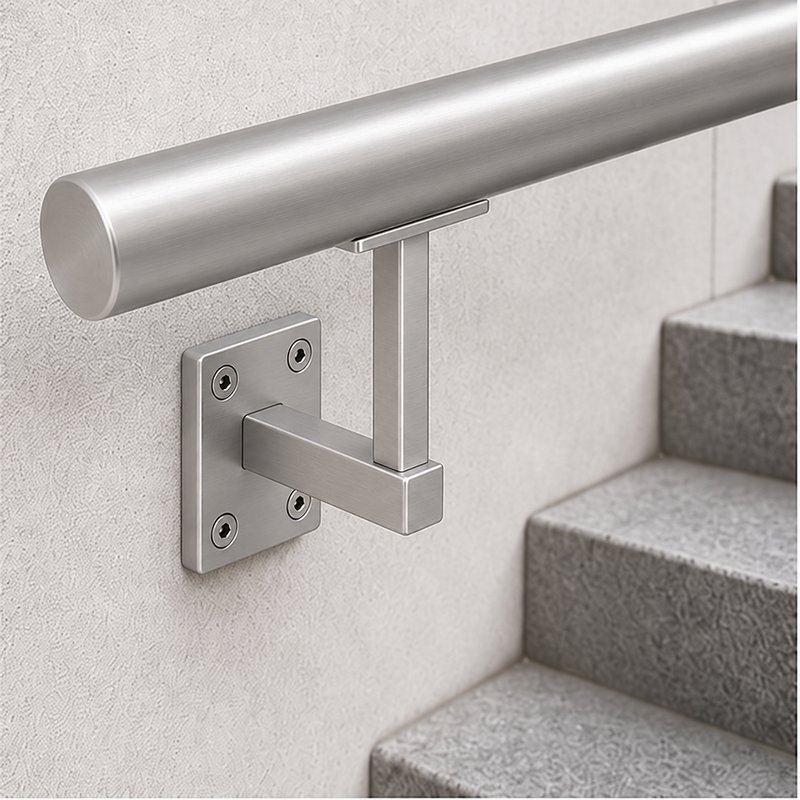 Rectangular Wall Plate Handrail Bracket — Satin silver appearance concept