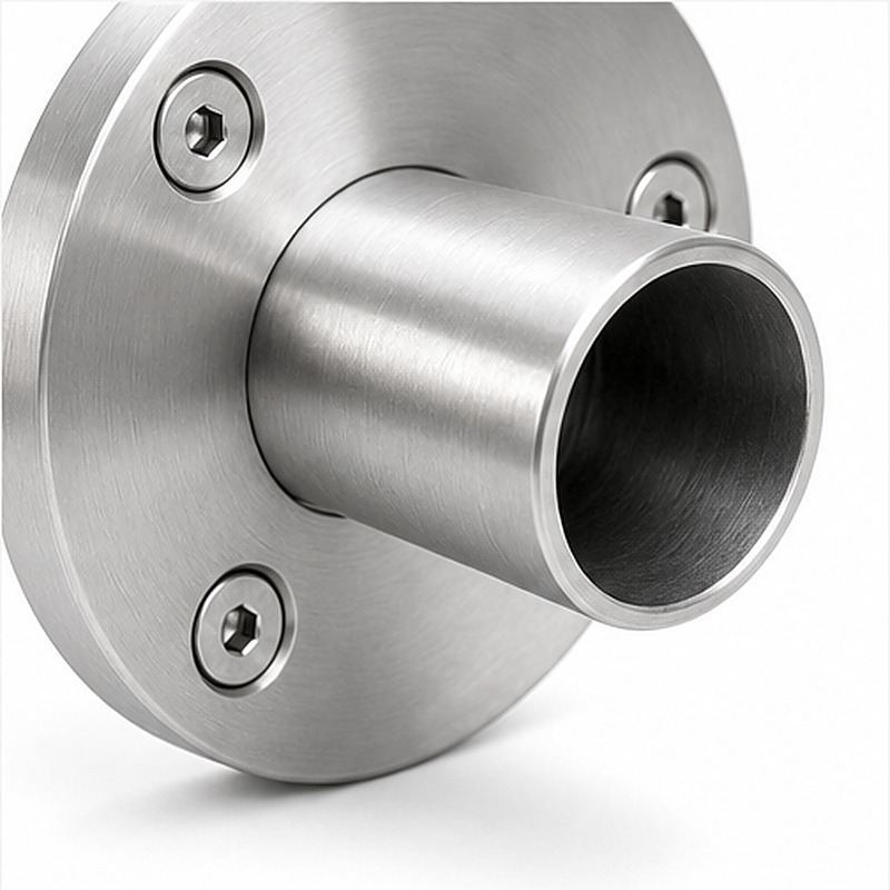 Round Tube Wall Flange Connector — Reference silver appearance