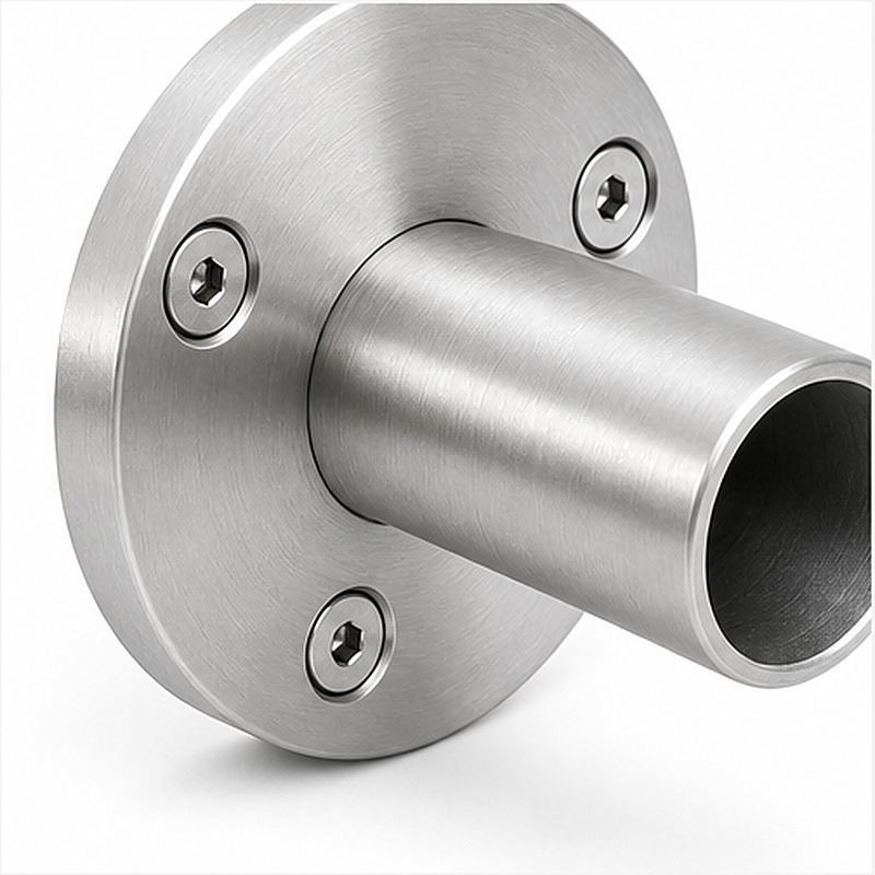 Round Tube Wall Flange Connector — Reference silver appearance