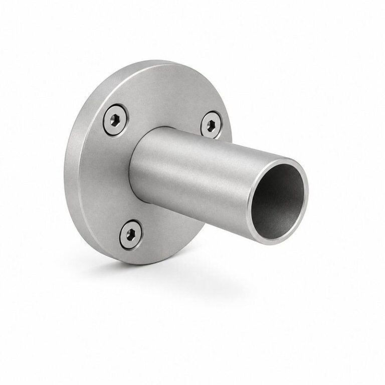 Round Tube Wall Flange Connector — Matte silver appearance concept