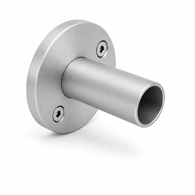Round Tube Wall Flange Connector — Matte silver appearance concept