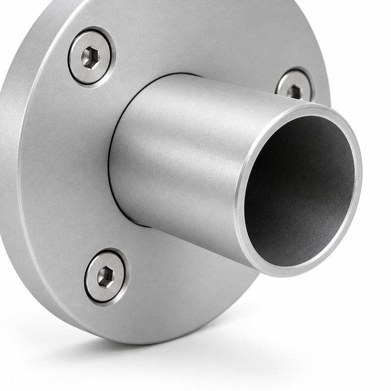 Round Tube Wall Flange Connector — Matte silver appearance concept
