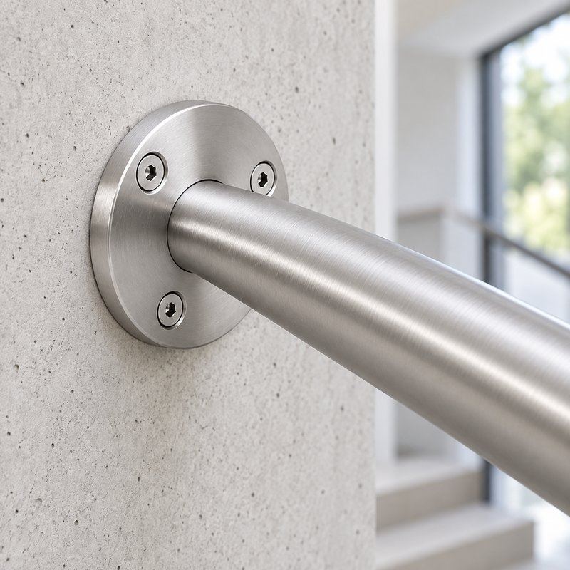 Round Tube Wall Flange Connector — Matte silver appearance concept