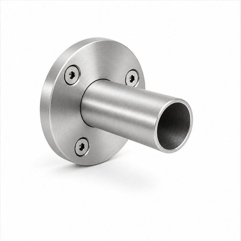 Round Tube Wall Flange Connector — Fine-brushed silver appearance concept