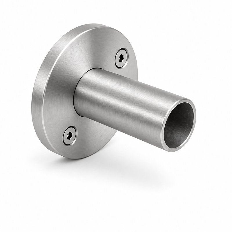 Round Tube Wall Flange Connector — Fine-brushed silver appearance concept