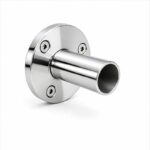 Round Tube Wall Flange Connector — Reflective silver appearance concept
