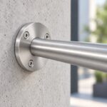Round Tube Wall Flange Connector — Reflective silver appearance concept