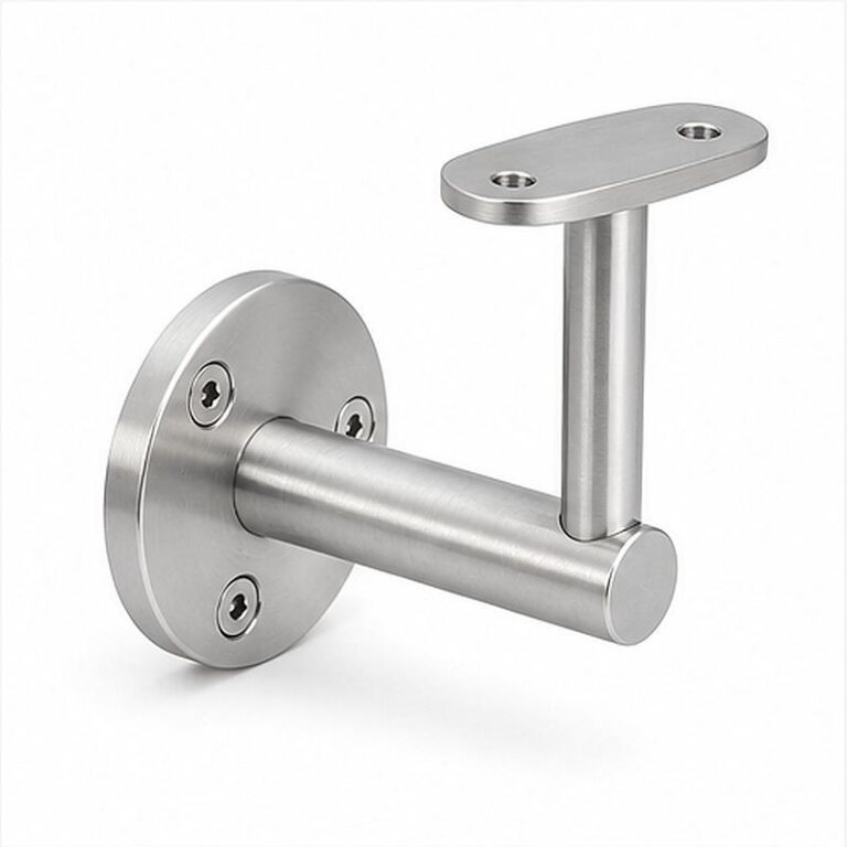 Oval Saddle Round Wall Handrail Bracket — Reference silver appearance