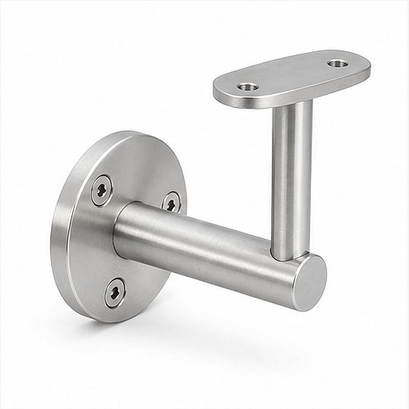 Oval Saddle Round Wall Handrail Bracket — Reference silver appearance