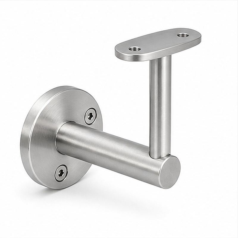 Oval Saddle Round Wall Handrail Bracket — Reference silver appearance