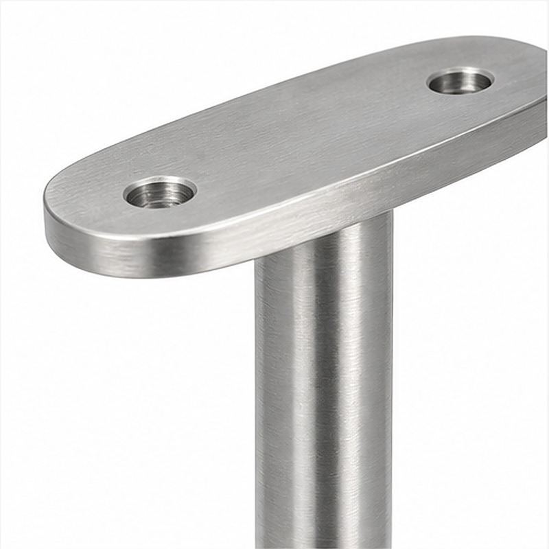 Oval Saddle Round Wall Handrail Bracket — Reference silver appearance
