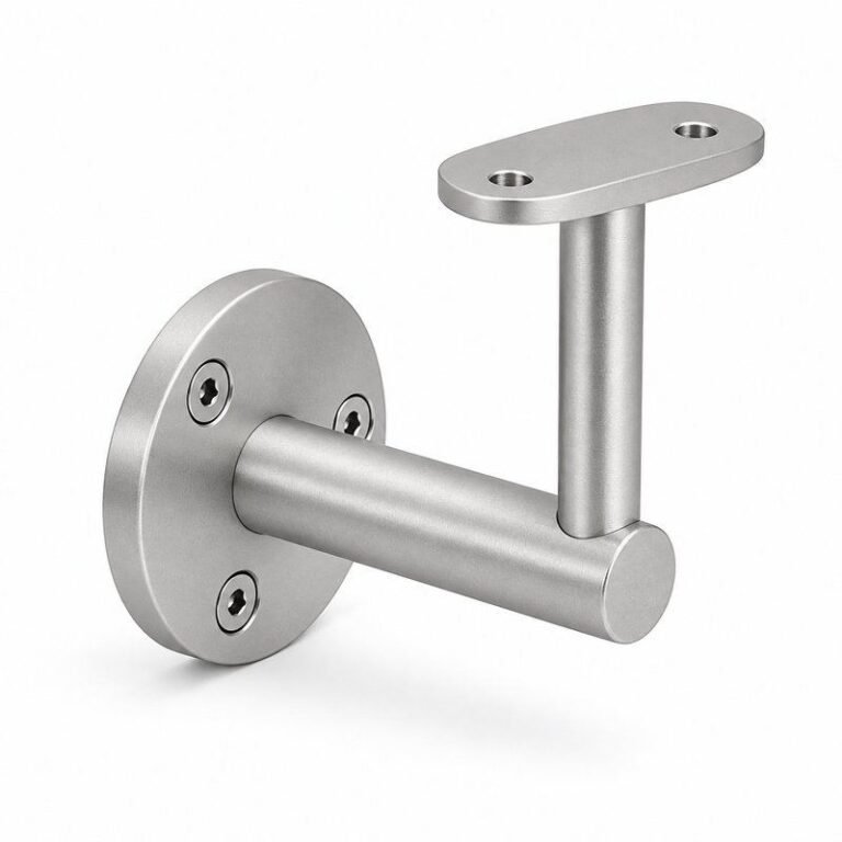 Oval Saddle Round Wall Handrail Bracket — Matte silver appearance concept