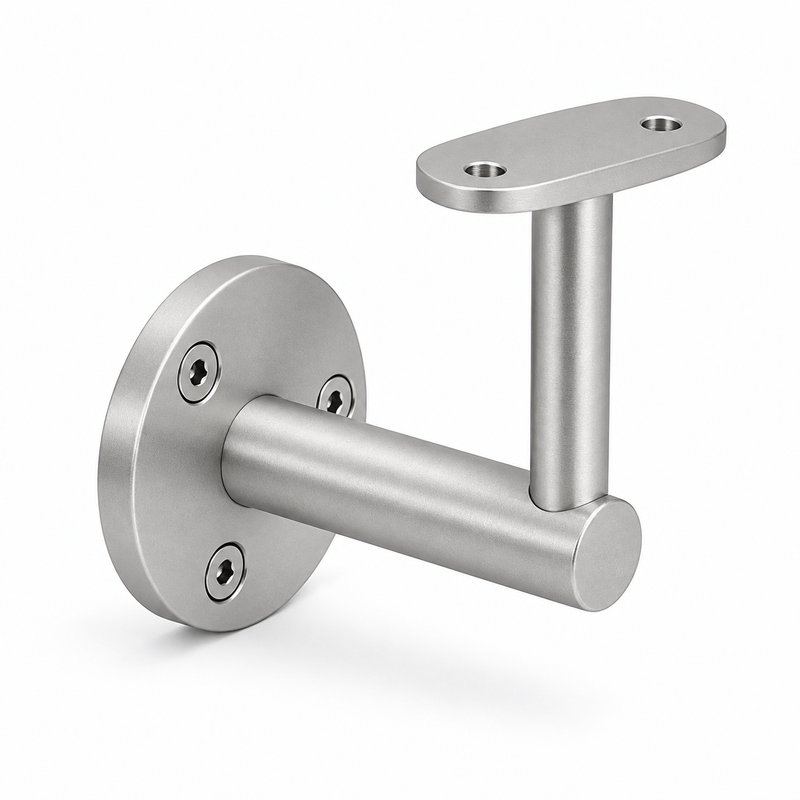 Oval Saddle Round Wall Handrail Bracket — Matte silver appearance concept