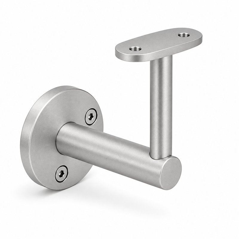 Oval Saddle Round Wall Handrail Bracket — Matte silver appearance concept
