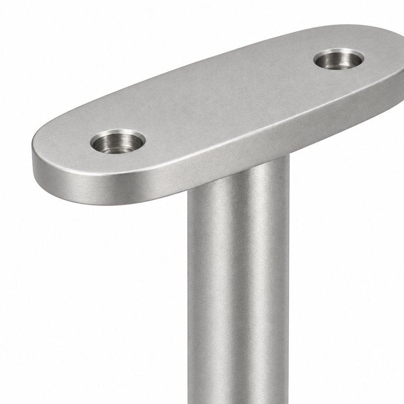 Oval Saddle Round Wall Handrail Bracket — Matte silver appearance concept
