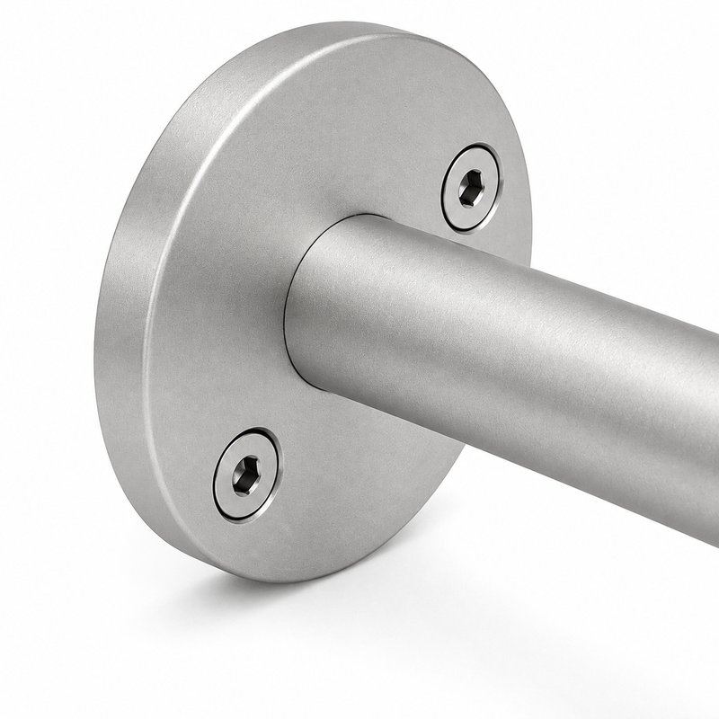 Oval Saddle Round Wall Handrail Bracket — Matte silver appearance concept