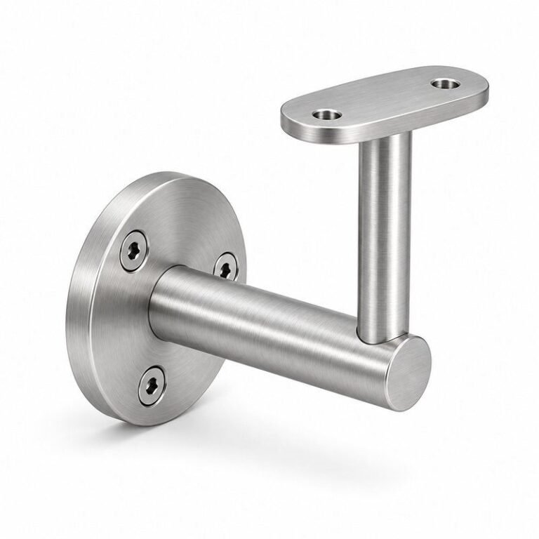 Oval Saddle Round Wall Handrail Bracket — Fine-brushed silver appearance concept
