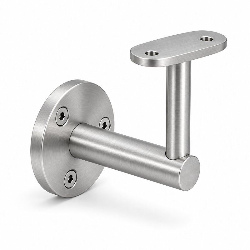 Oval Saddle Round Wall Handrail Bracket — Fine-brushed silver appearance concept