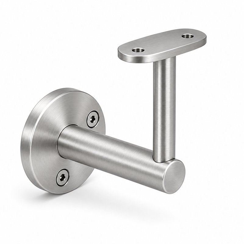 Oval Saddle Round Wall Handrail Bracket — Fine-brushed silver appearance concept