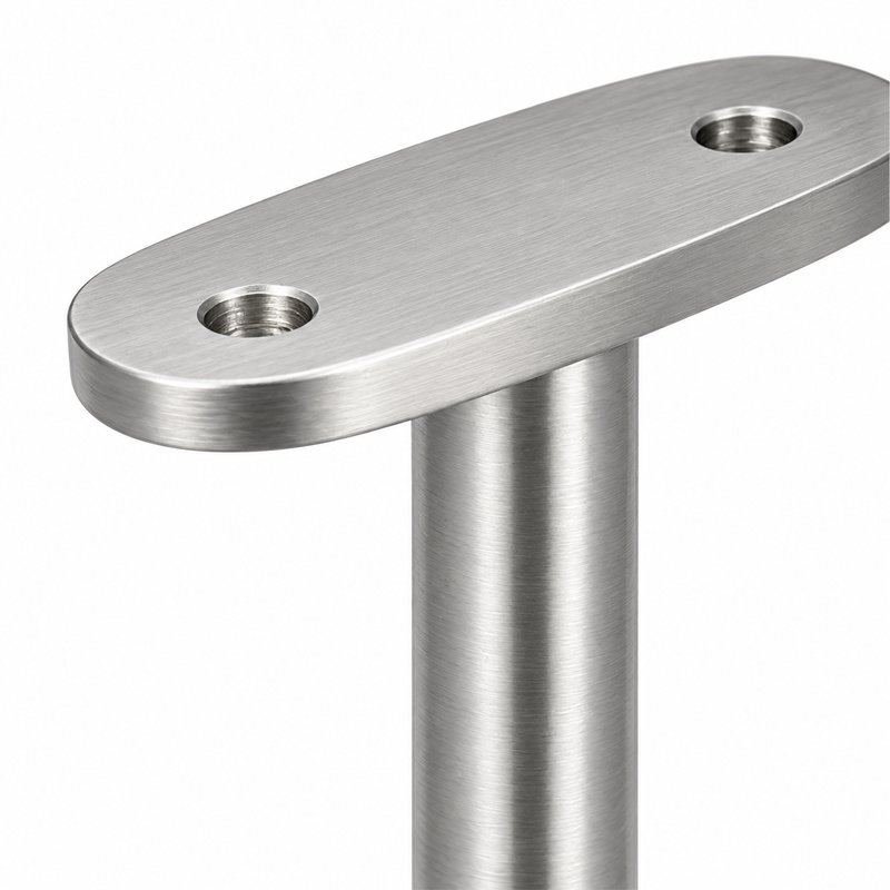 Oval Saddle Round Wall Handrail Bracket — Fine-brushed silver appearance concept