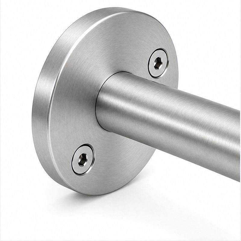Oval Saddle Round Wall Handrail Bracket — Fine-brushed silver appearance concept