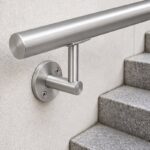 Oval Saddle Round Wall Handrail Bracket — Fine-brushed silver appearance concept
