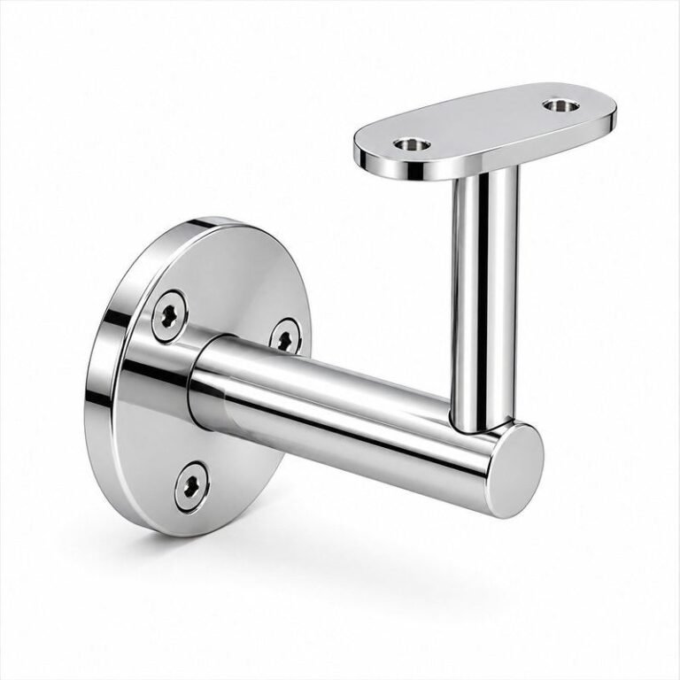 Oval Saddle Round Wall Handrail Bracket — Reflective silver appearance concept
