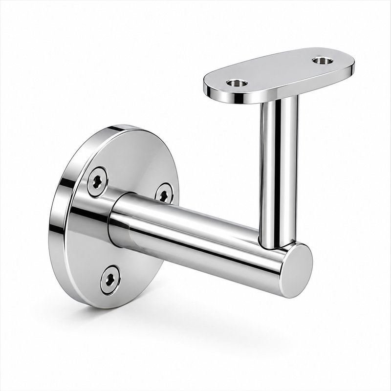 Oval Saddle Round Wall Handrail Bracket — Reflective silver appearance concept