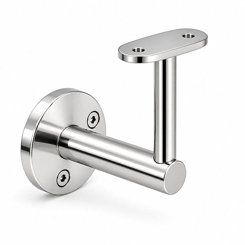 Oval Saddle Round Wall Handrail Bracket — Reflective silver appearance concept
