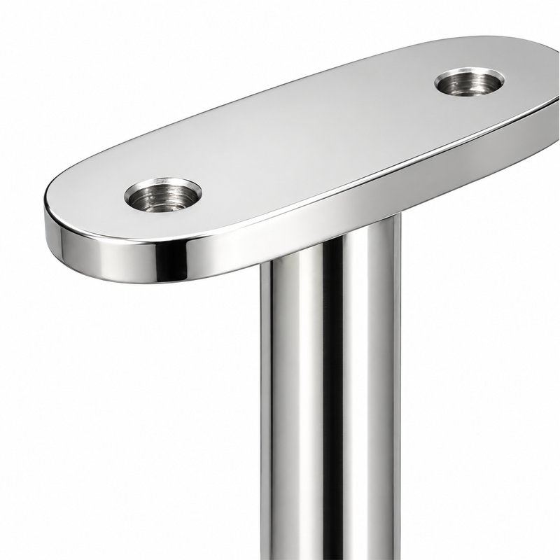 Oval Saddle Round Wall Handrail Bracket — Reflective silver appearance concept