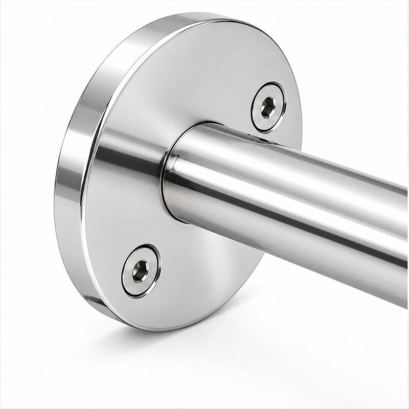 Oval Saddle Round Wall Handrail Bracket — Reflective silver appearance concept