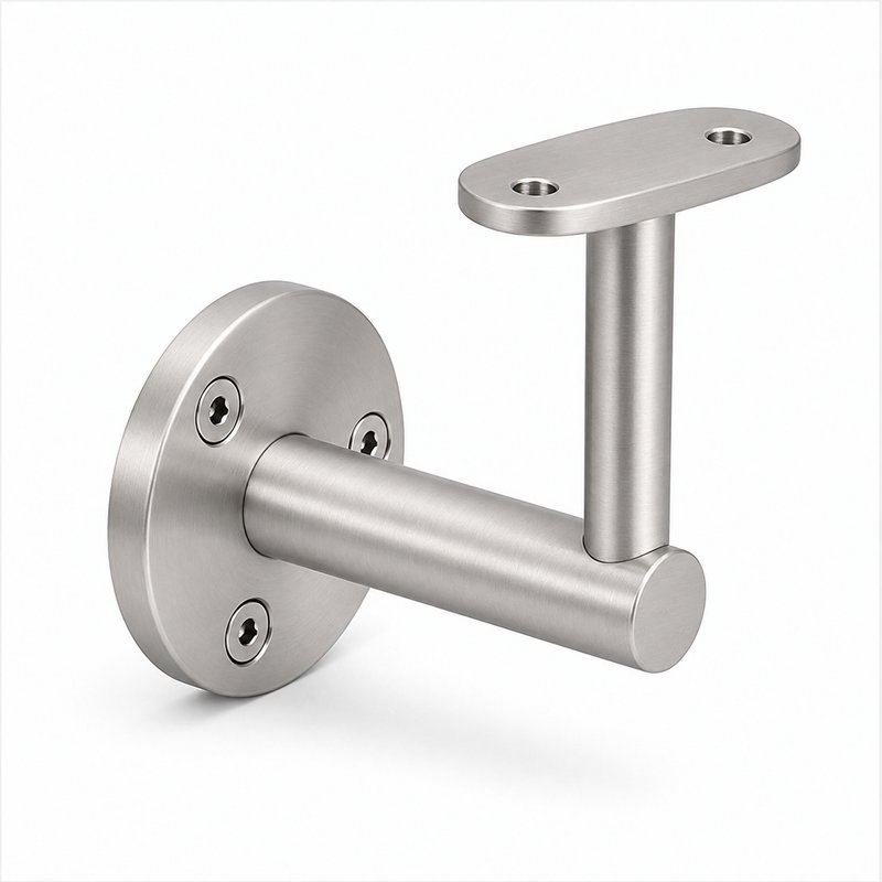 Oval Saddle Round Wall Handrail Bracket — Satin silver appearance concept