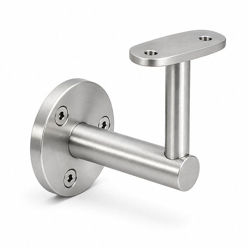 Oval Saddle Round Wall Handrail Bracket — Satin silver appearance concept