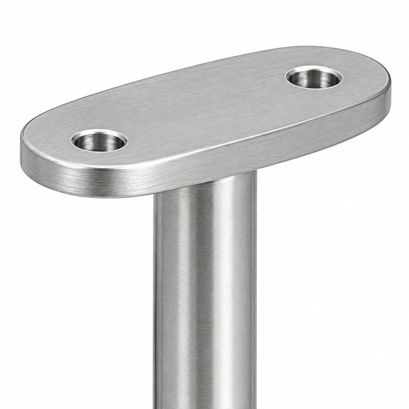 Oval Saddle Round Wall Handrail Bracket — Satin silver appearance concept