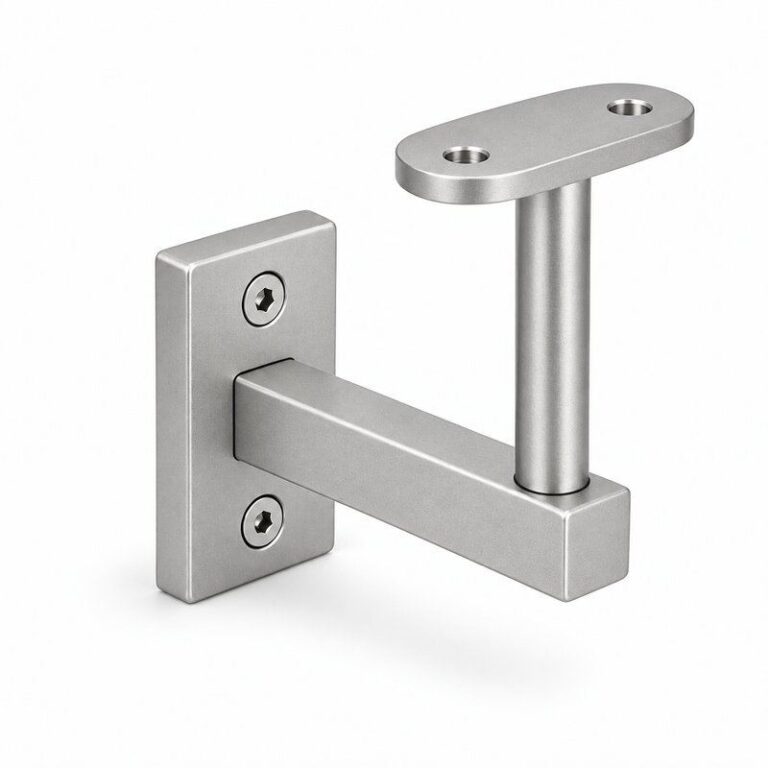 Narrow Plate Side Fix Handrail Bracket — Matte silver appearance concept