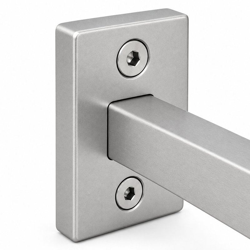 Narrow Plate Side Fix Handrail Bracket — Matte silver appearance concept