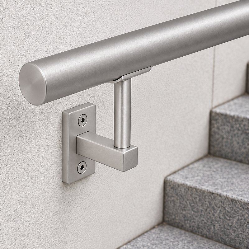 Narrow Plate Side Fix Handrail Bracket — Matte silver appearance concept