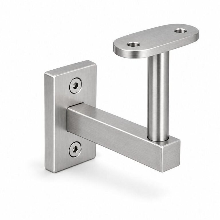 Narrow Plate Side Fix Handrail Bracket — Fine-brushed silver appearance concept