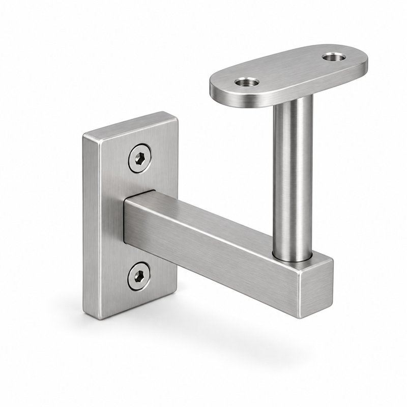 Narrow Plate Side Fix Handrail Bracket — Fine-brushed silver appearance concept