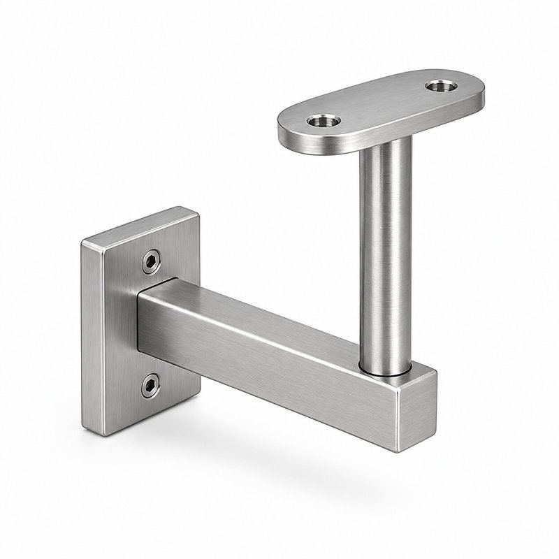 Narrow Plate Side Fix Handrail Bracket — Fine-brushed silver appearance concept