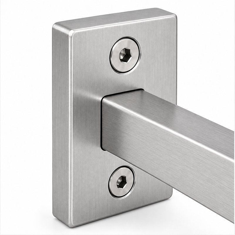 Narrow Plate Side Fix Handrail Bracket — Fine-brushed silver appearance concept