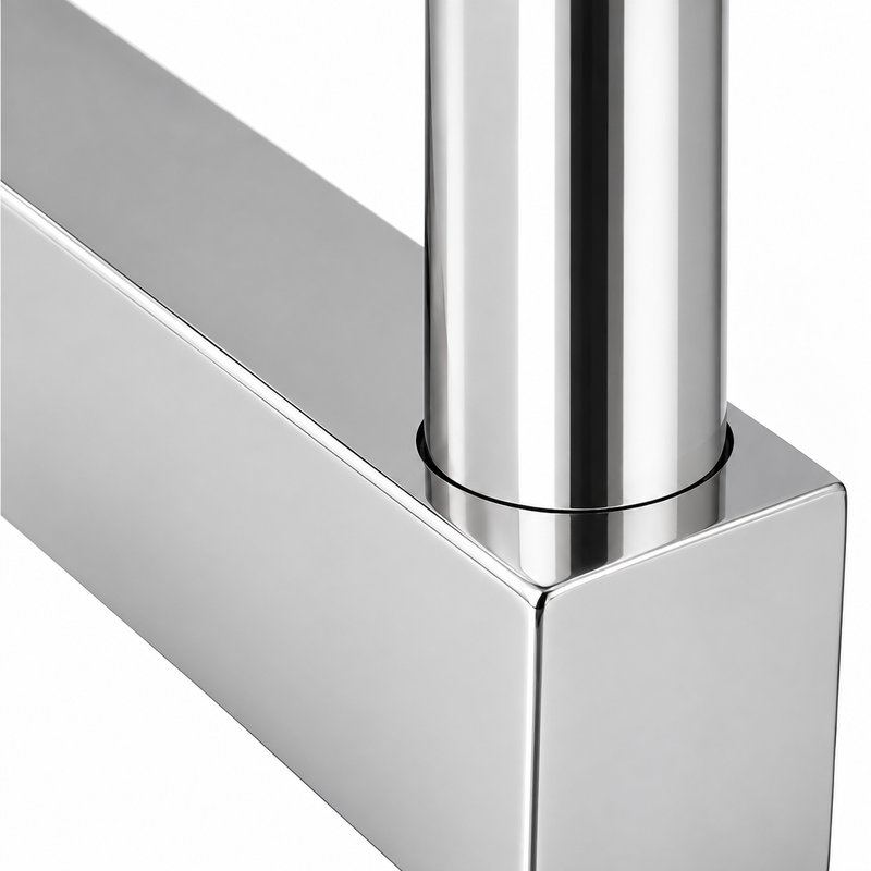 Narrow Plate Side Fix Handrail Bracket — Reflective silver appearance concept