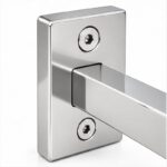 Narrow Plate Side Fix Handrail Bracket — Reflective silver appearance concept
